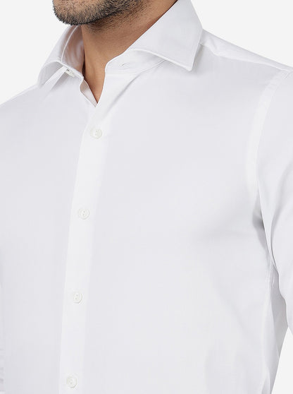 White Solid Slim Fit Party Wear Shirt | Wyre