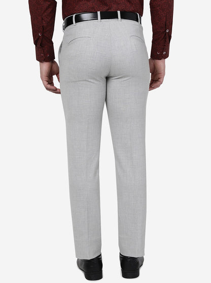 Light Grey Solid Slim Fit Formal Trouser | JB Studio