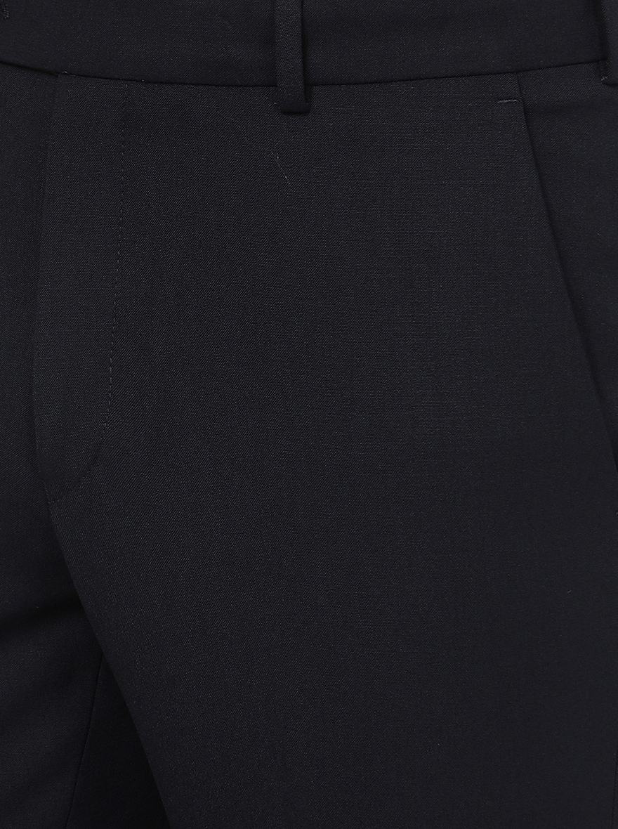 Navy Blue Solid Slim Fit Formal Trouser | JB Studio
