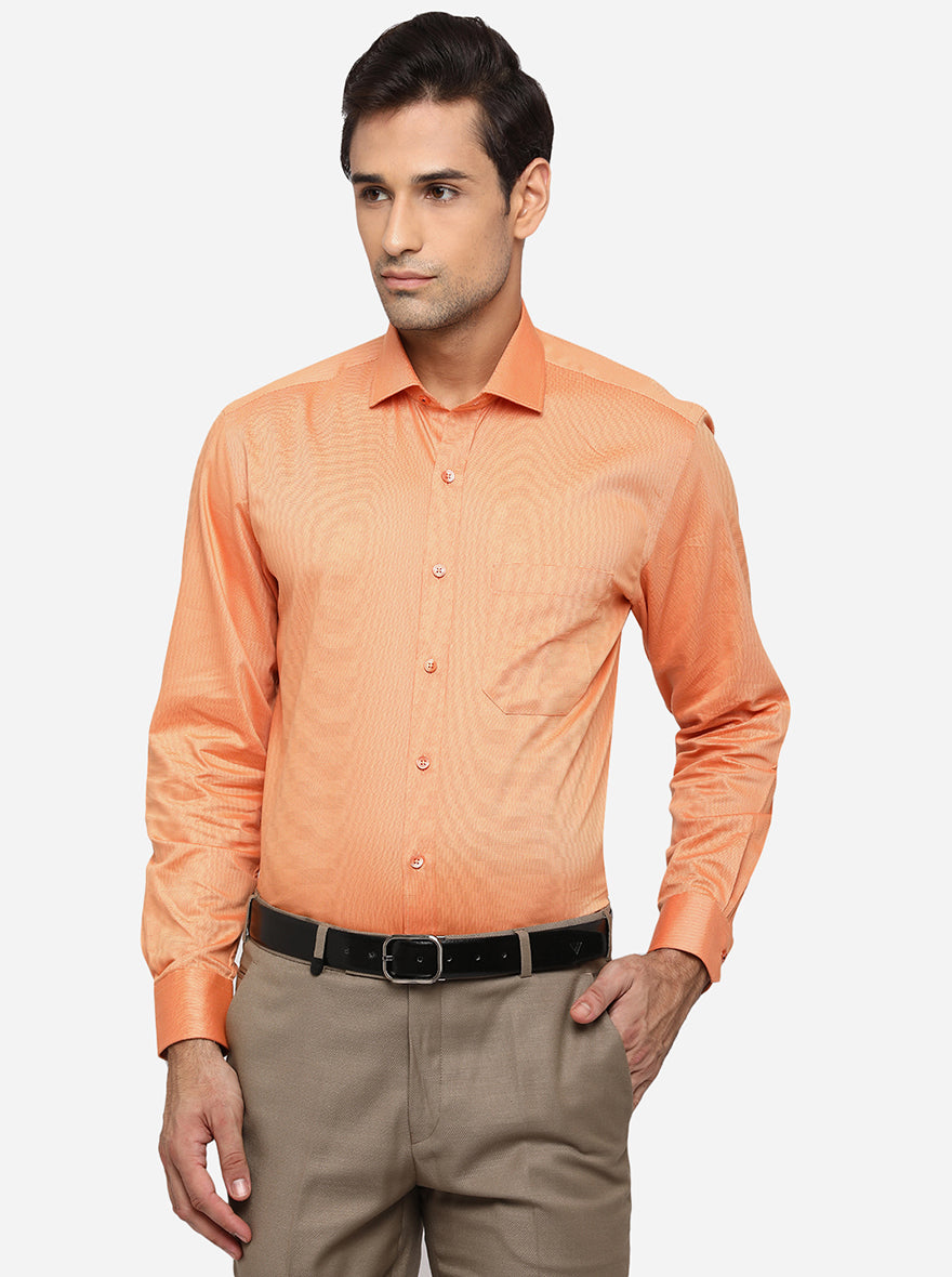 Orange Solid Regular Fit Formal Shirt | Greenfibre