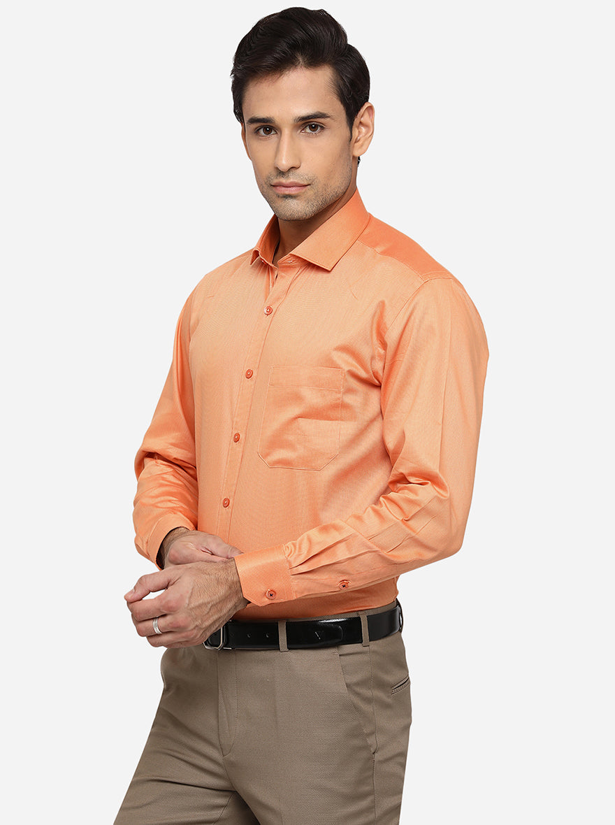 Orange Solid Regular Fit Formal Shirt | Greenfibre