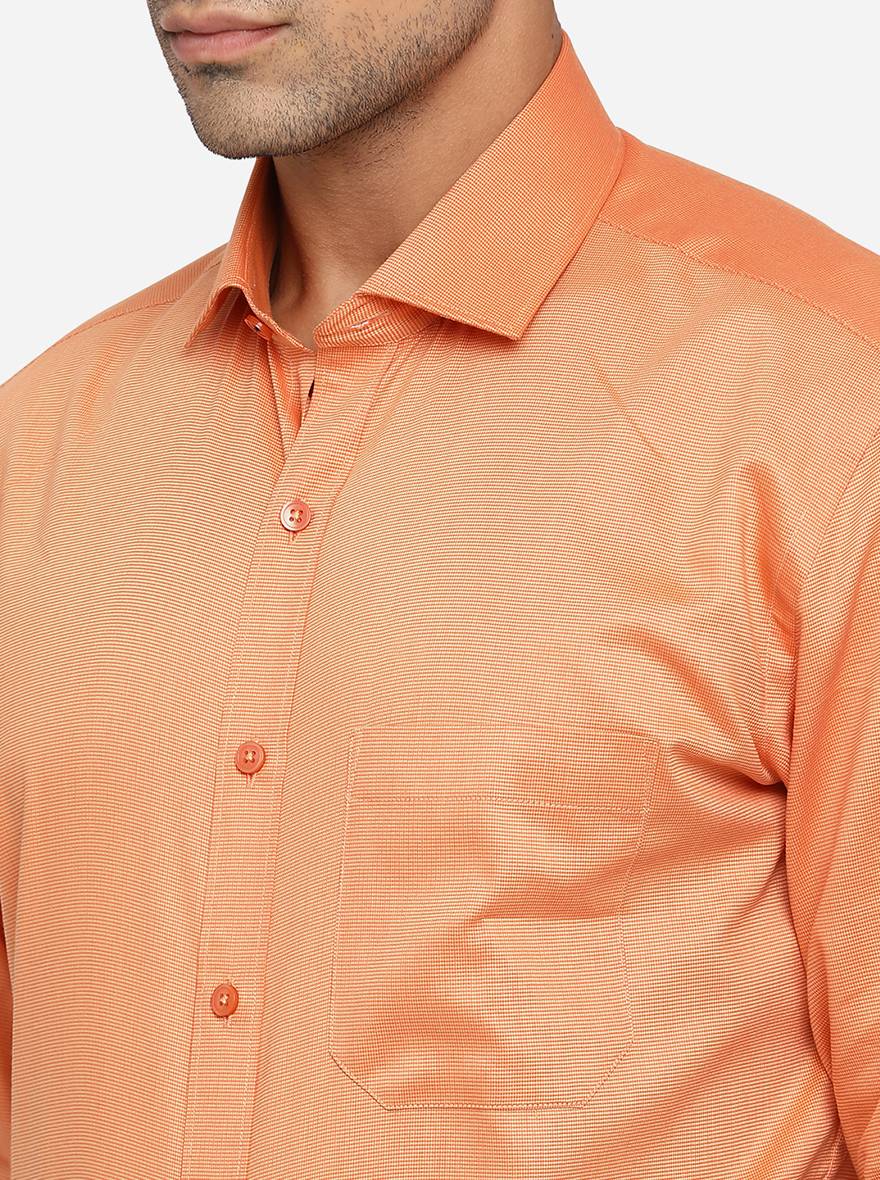 Orange Solid Regular Fit Formal Shirt | Greenfibre