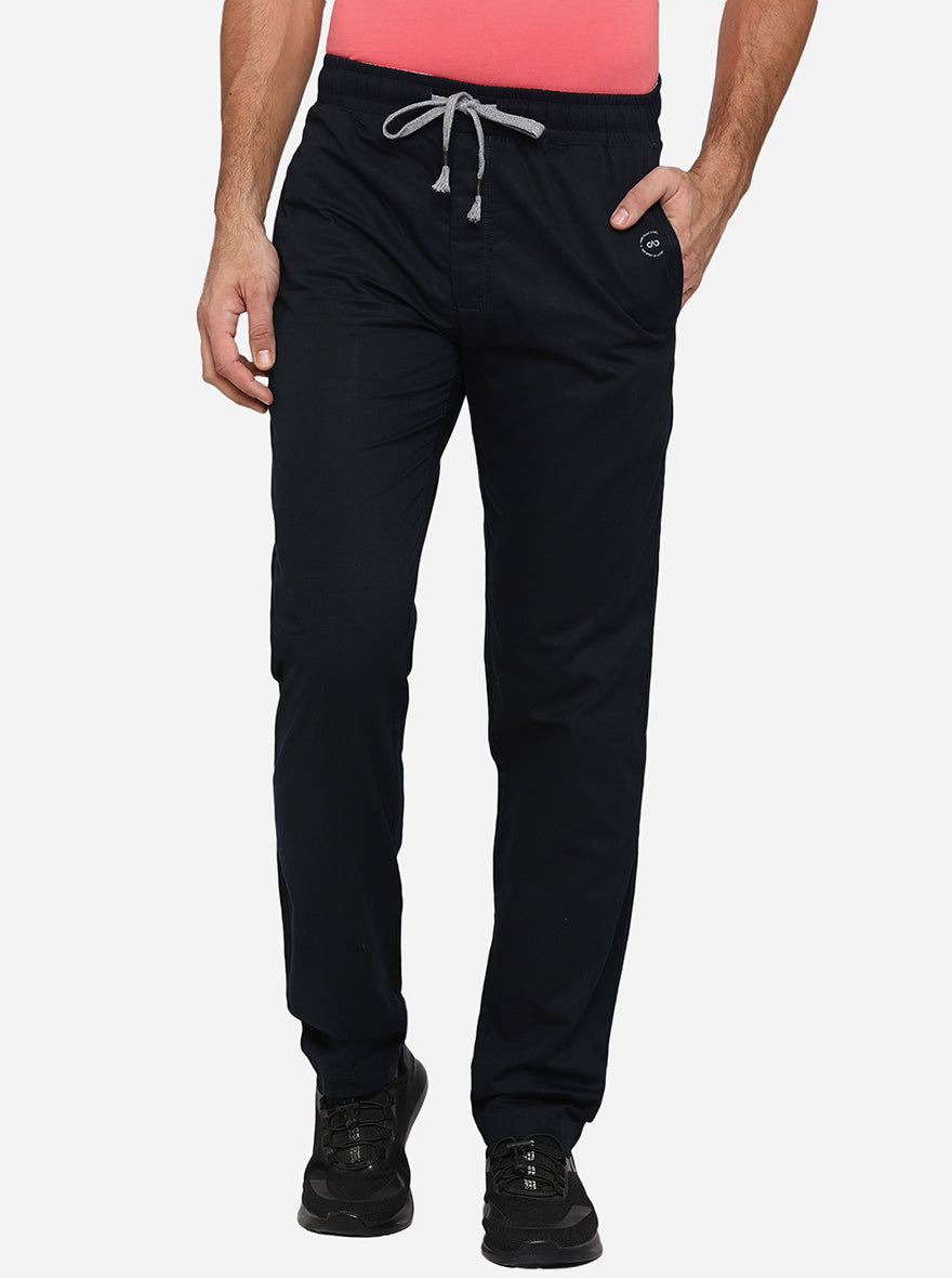 Dark Blue Solid Regular Fit Track Pants | JadeBlue