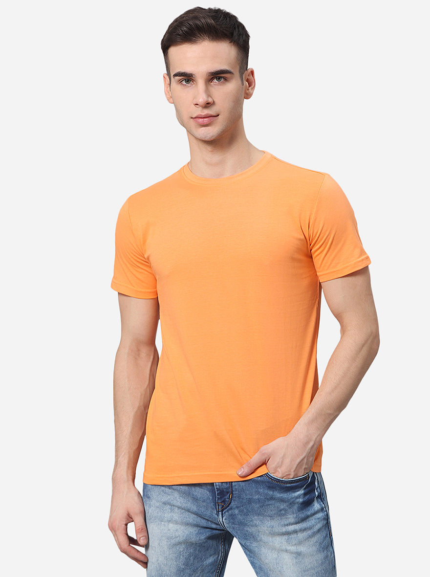 Orange Solid Slim Fit T-Shirt | JadeBlue Sport