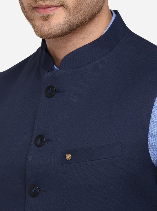 Navy Blue Bandhgala Jacket | Greenfibre