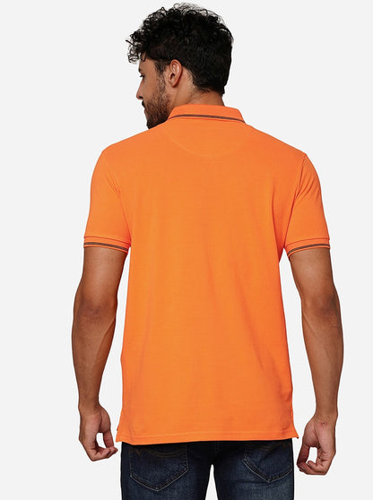 Orange Solid Slim Fit Polo T-Shirt | JadeBlue