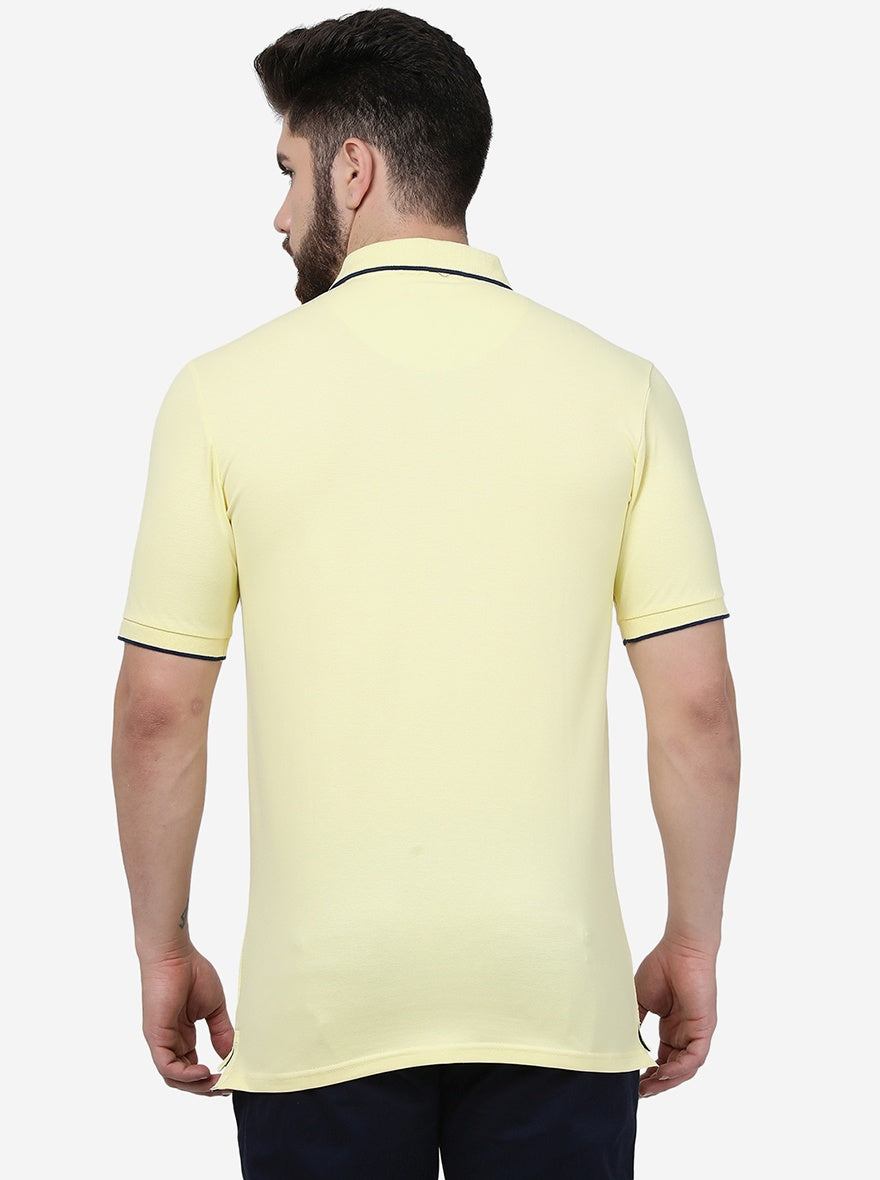 Yellow Solid Slim Fit Polo T-Shirt | JadeBlue