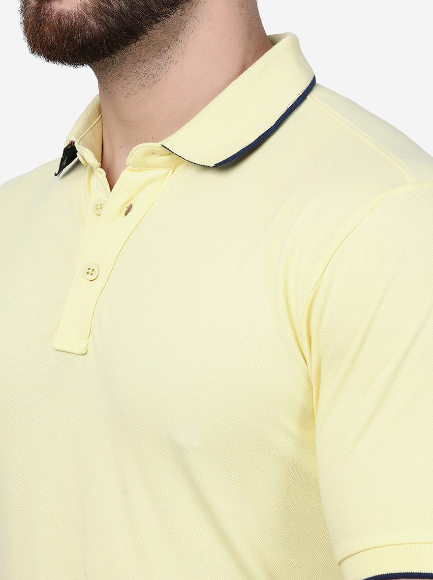Yellow Solid Slim Fit Polo T-Shirt | JadeBlue