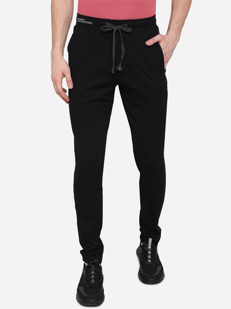 Black Solid Slim Fit Track Pants | JadeBlue