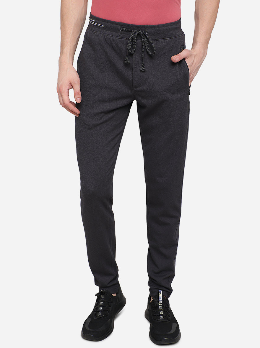 Dark Grey Solid Slim Fit Track Pants | JadeBlue