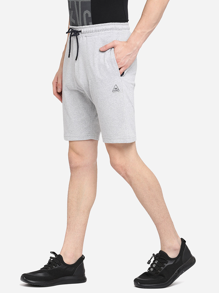 Grey Melange Solid Regular Fit Shorts | JadeBlue