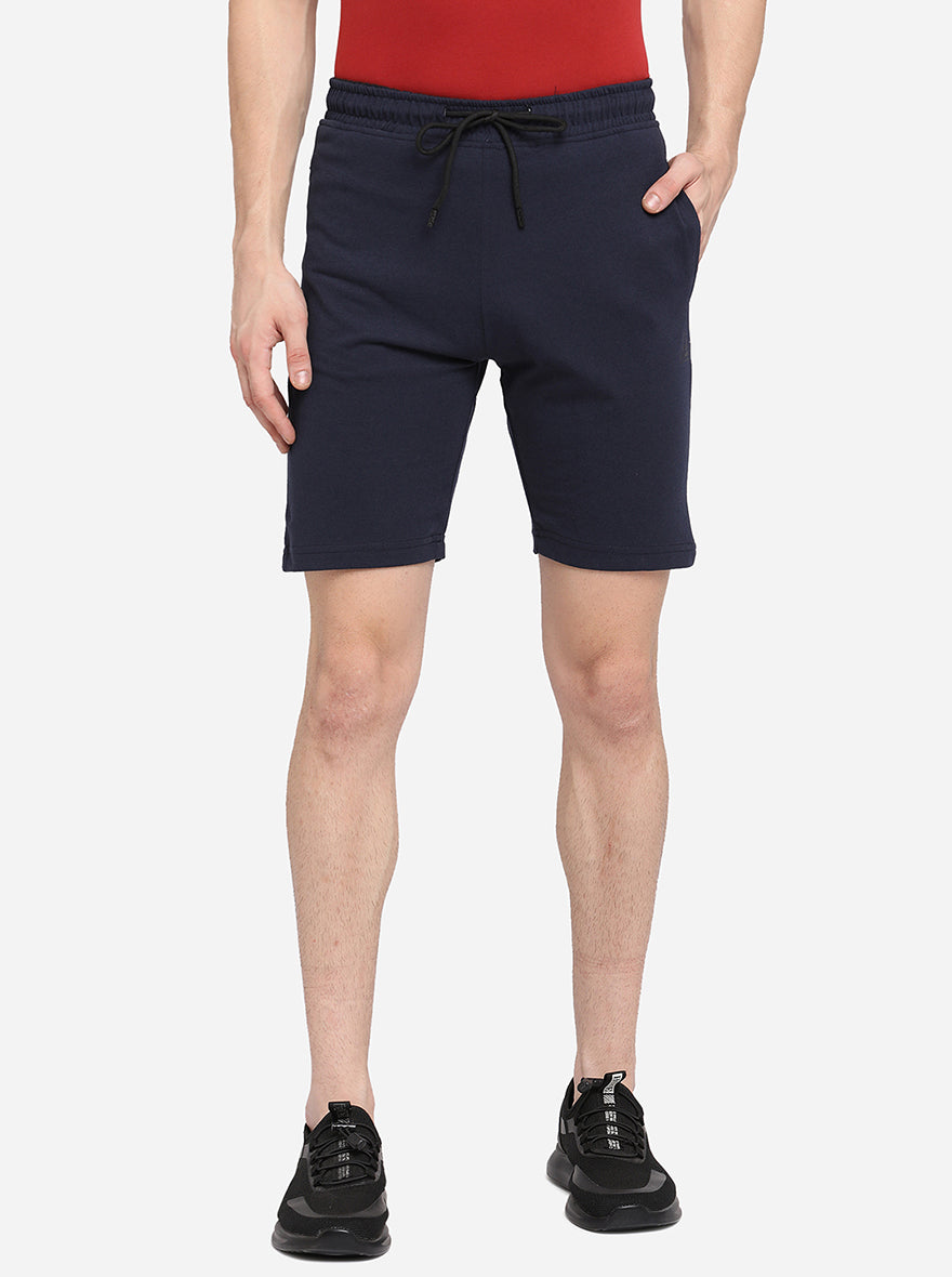 Navy Blue Solid Regular Fit Shorts | JadeBlue