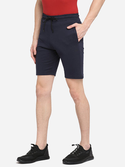 Navy Blue Solid Regular Fit Shorts | JadeBlue