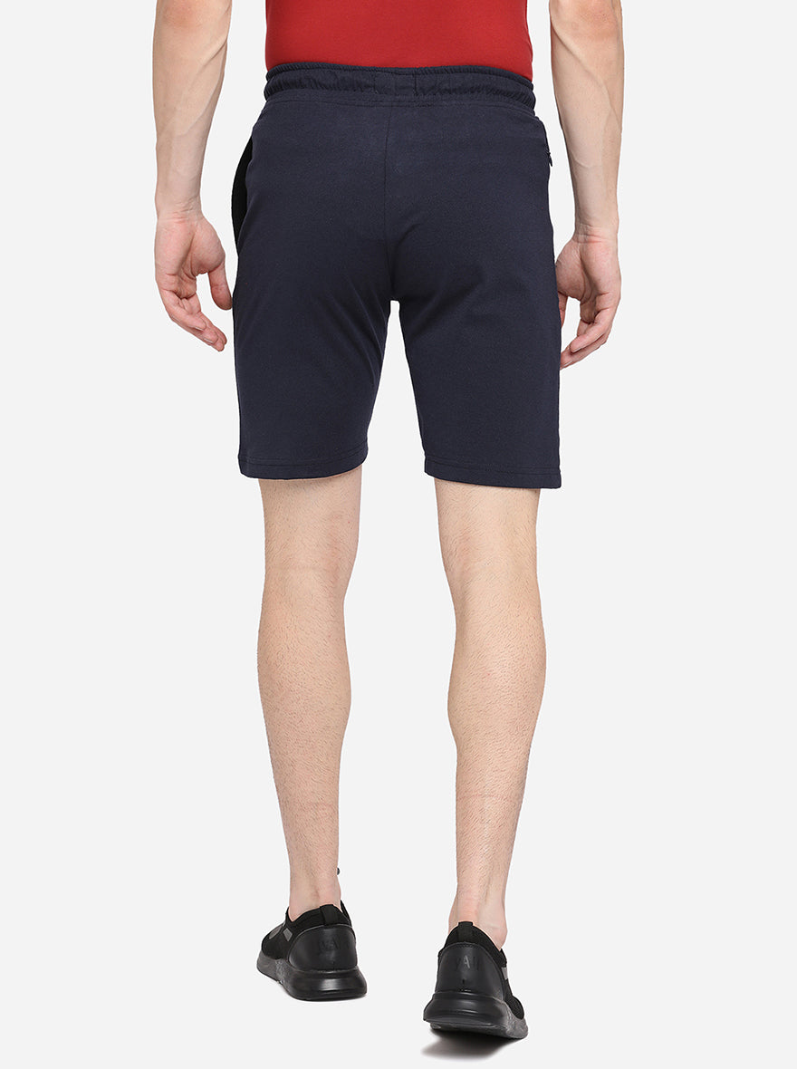 Navy Blue Solid Regular Fit Shorts | JadeBlue