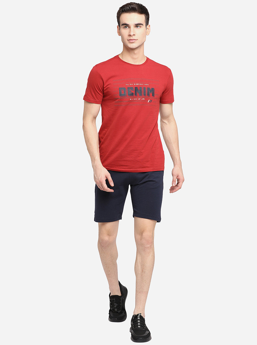 Navy Blue Solid Regular Fit Shorts | JadeBlue