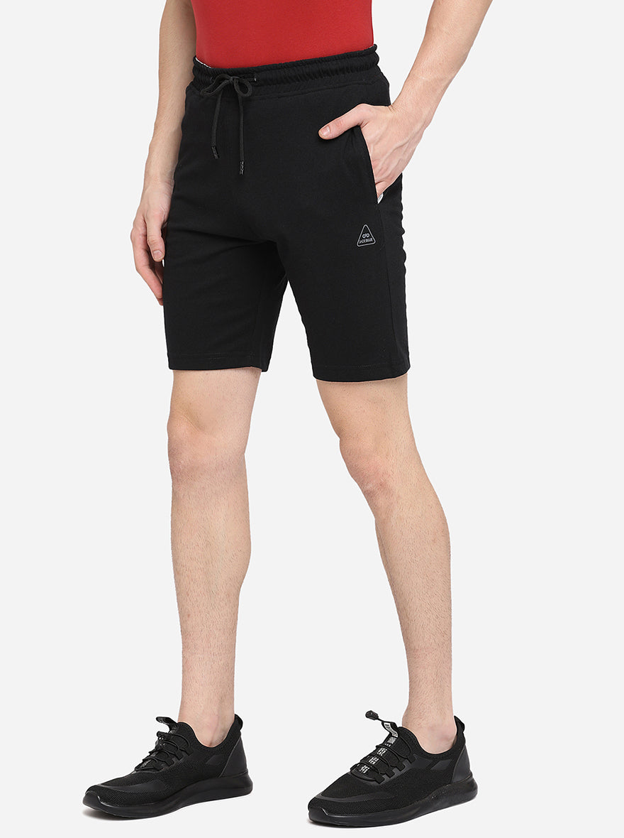 Black Solid Regular Fit Shorts | JadeBlue