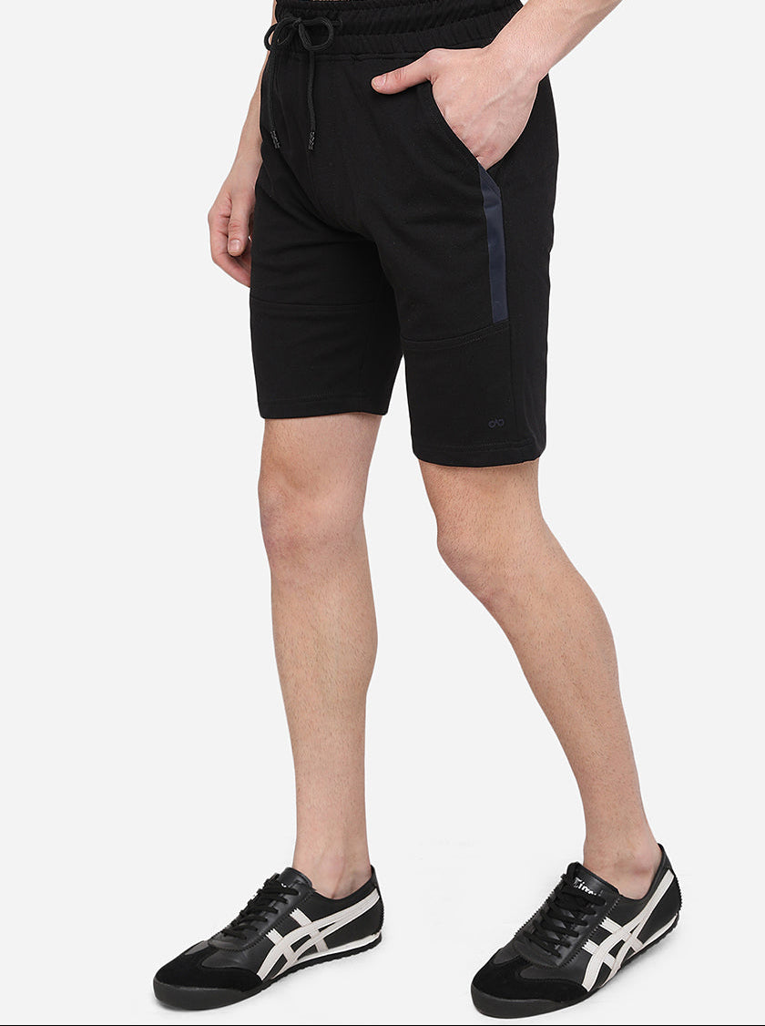 Black Solid Slim Fit Shorts | JadeBlue