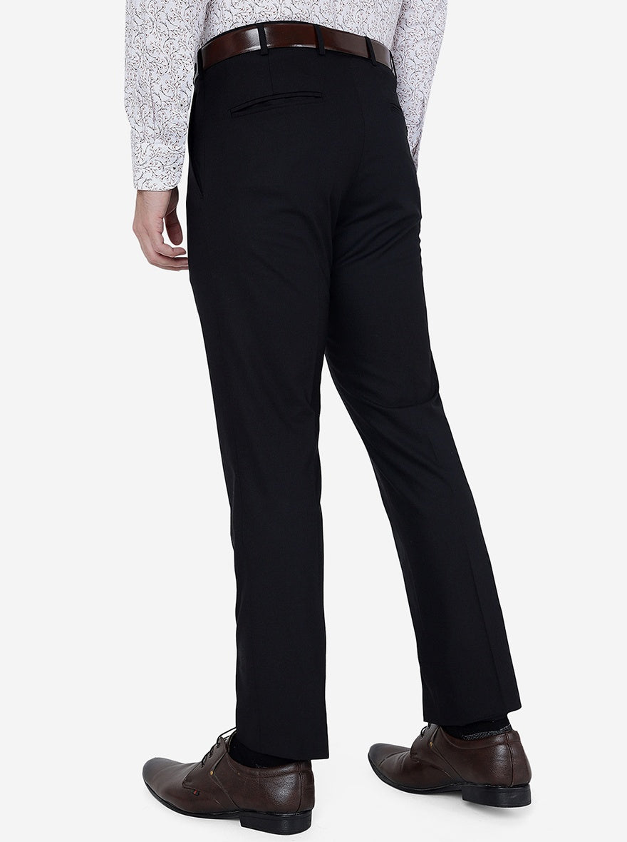 Black Solid Slim Fit Formal Trouser | Metal