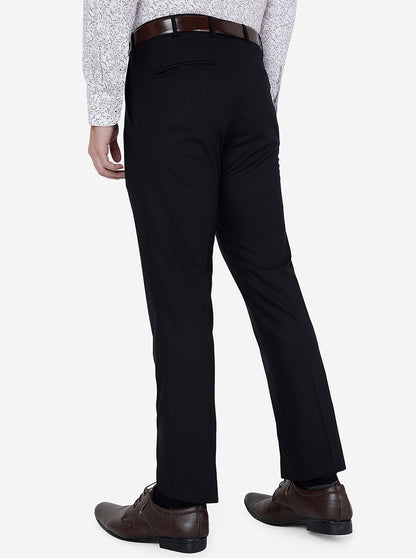 Black Solid Slim Fit Formal Trouser | Metal