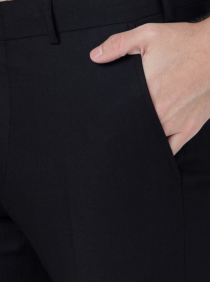 Black Solid Slim Fit Formal Trouser | Metal