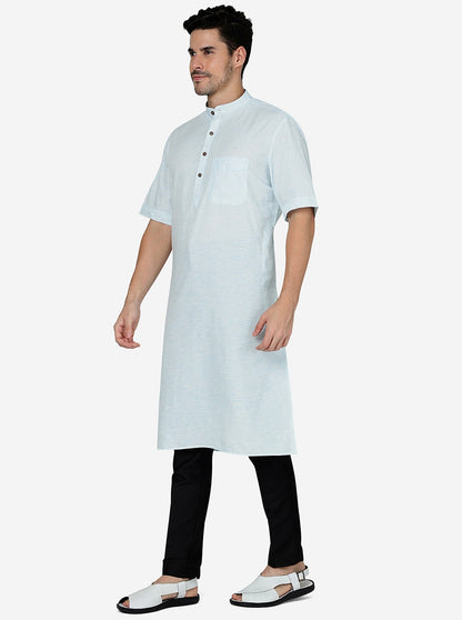 Sky Blue Solid Regular Fit Modi Kurta | JadeBlue