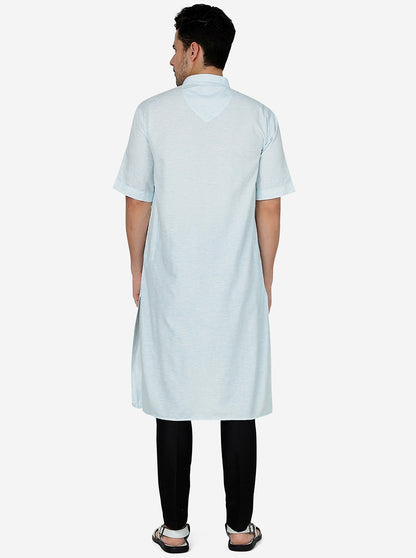 Sky Blue Solid Regular Fit Modi Kurta | JadeBlue