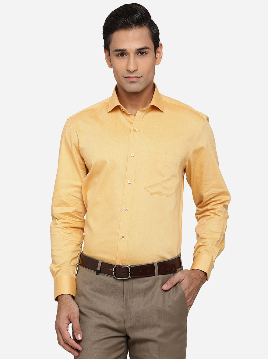 Yellow Solid Regular Fit Formal Shirt | Greenfibre