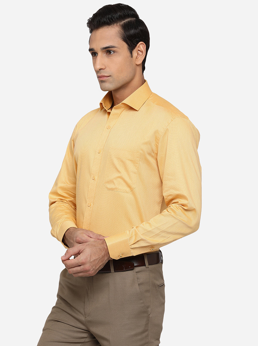 Yellow Solid Regular Fit Formal Shirt | Greenfibre