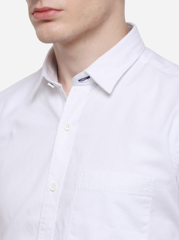 White Solid Smart Fit Casual Shirt | Greenfibre