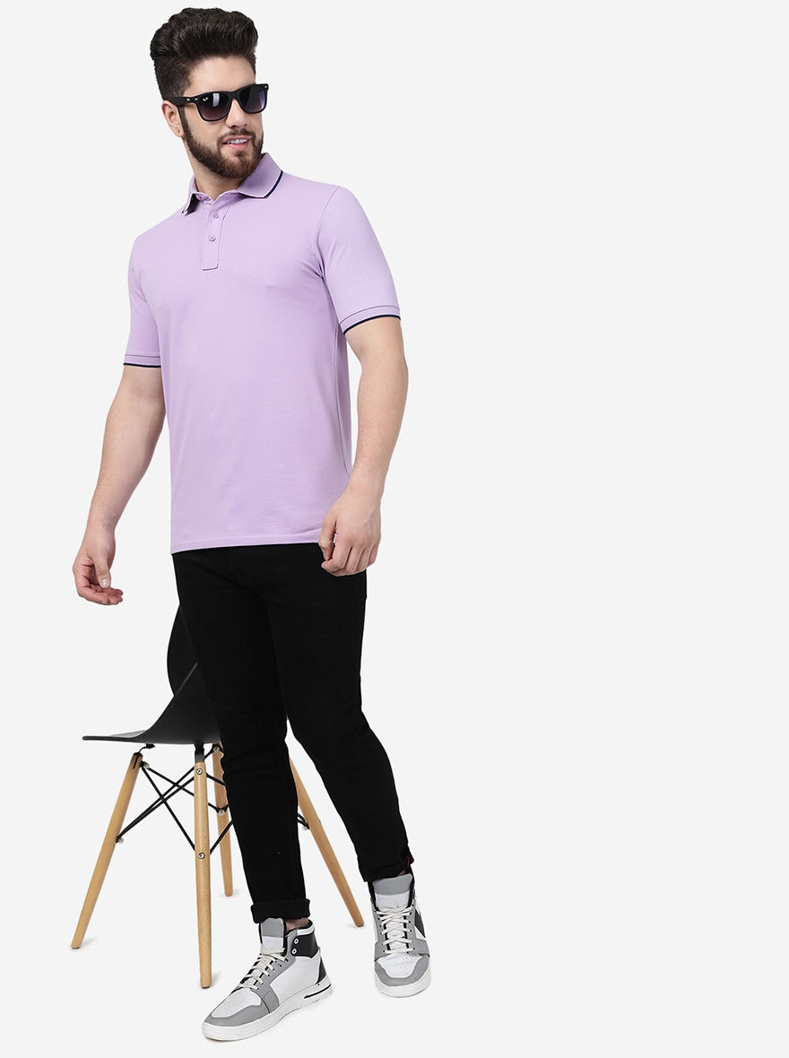 Violet Solid Slim Fit Polo T-Shirt | JadeBlue