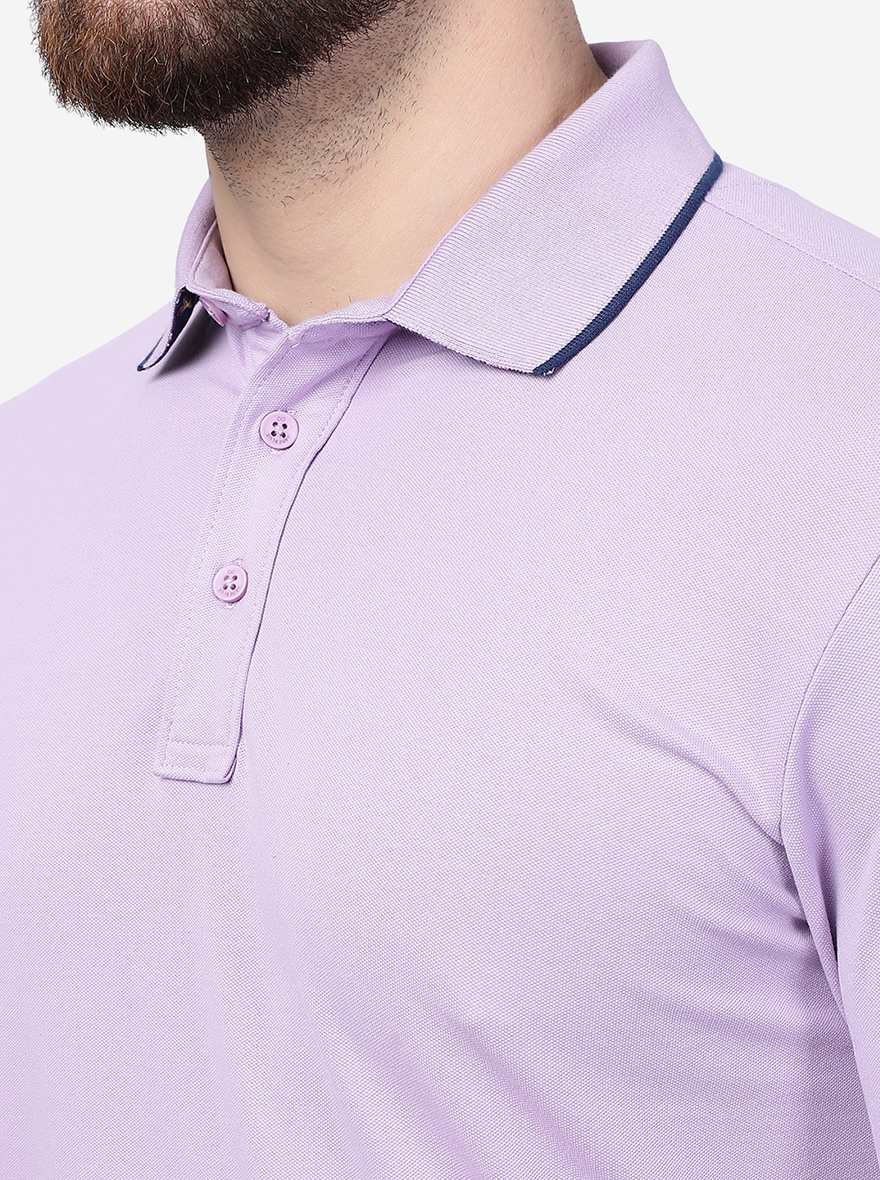 Violet Solid Slim Fit Polo T-Shirt | JadeBlue