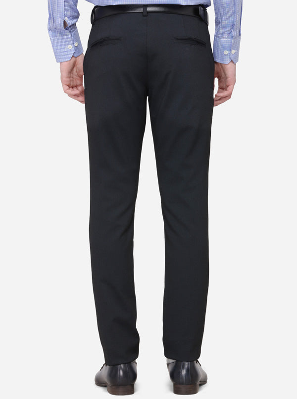 Dark Blue Solid Slim Fit Formal Trouser | JB Studio
