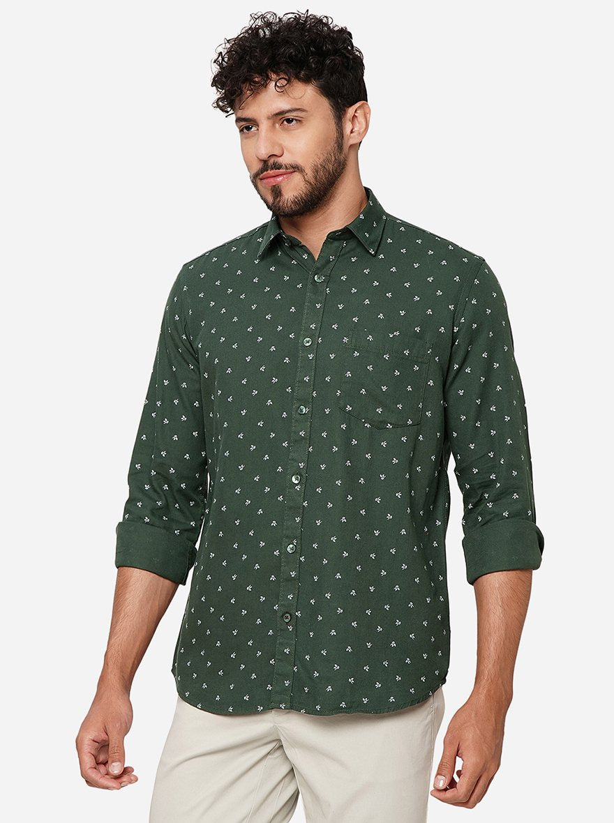 Buy Dark Olive Oxford, Casual Olive Solid Shirts for Men Online