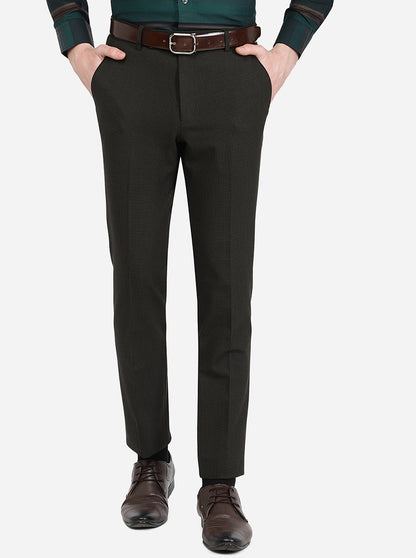 Olive Solid Super Slim Fit Formal Trouser | JB Studio