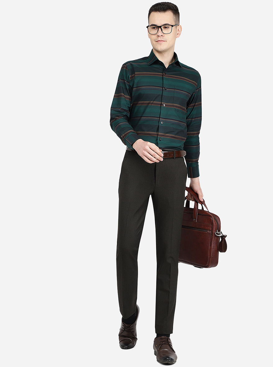 Olive Solid Super Slim Fit Formal Trouser | JB Studio