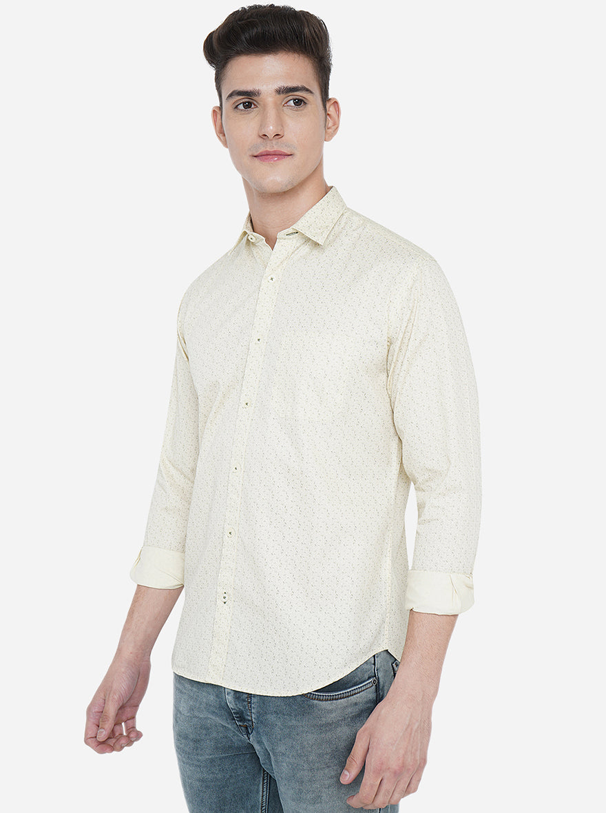 Reed Yellow Printed Classic Fit Casual Shirt | Greenfibre