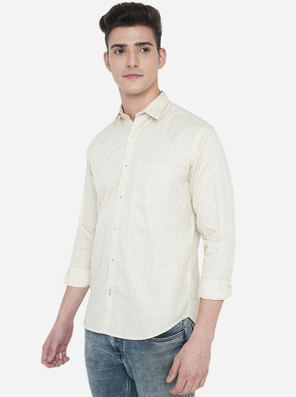 Reed Yellow Printed Classic Fit Casual Shirt | Greenfibre
