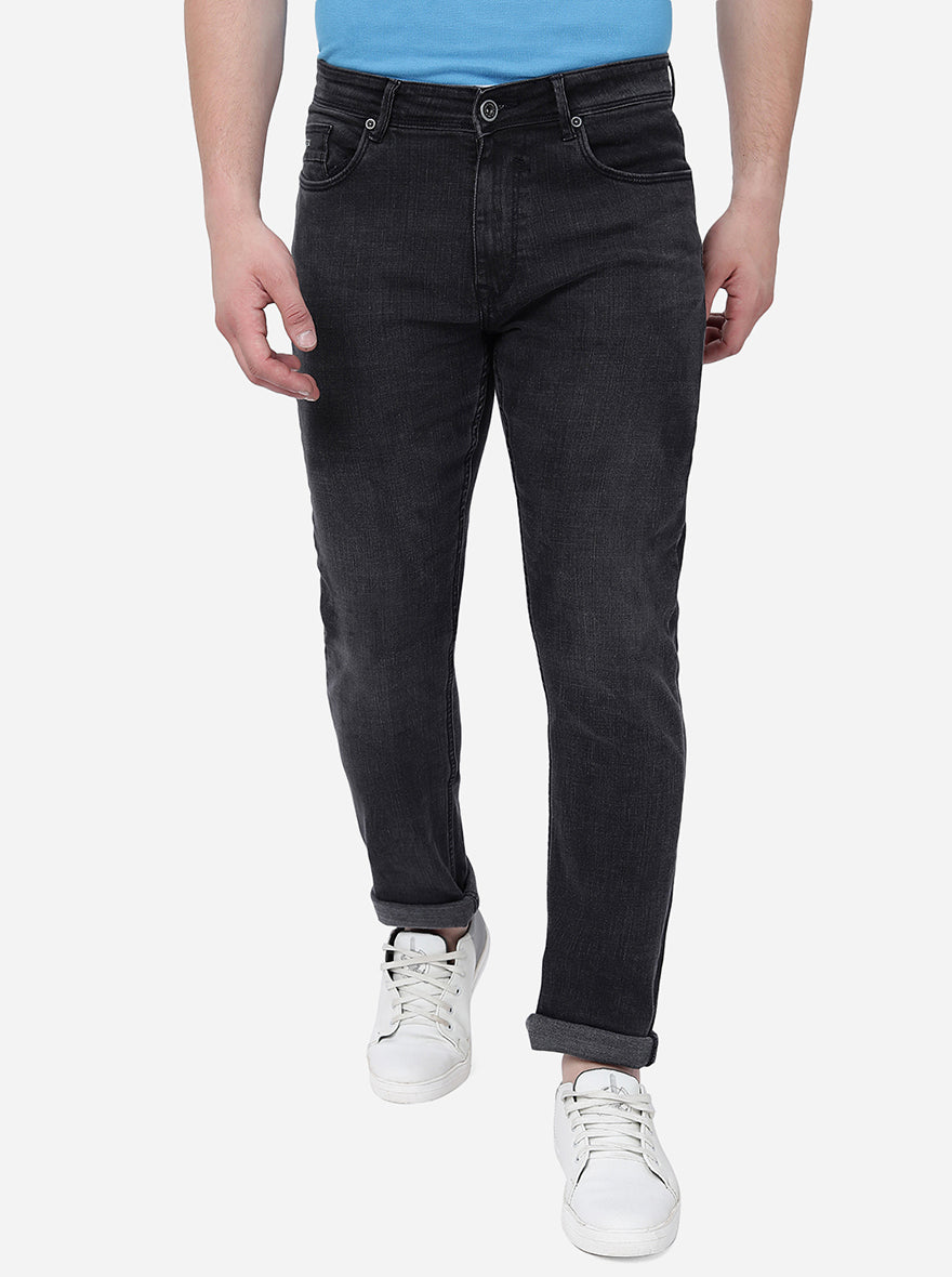 Dark Grey Washed Straight Fit Jeans | JadeBlue