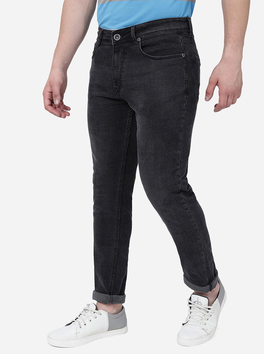 Dark Grey Washed Straight Fit Jeans | JadeBlue