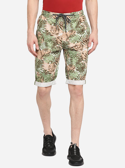 Elm Green Printed Slim Fit Capri | JadeBlue