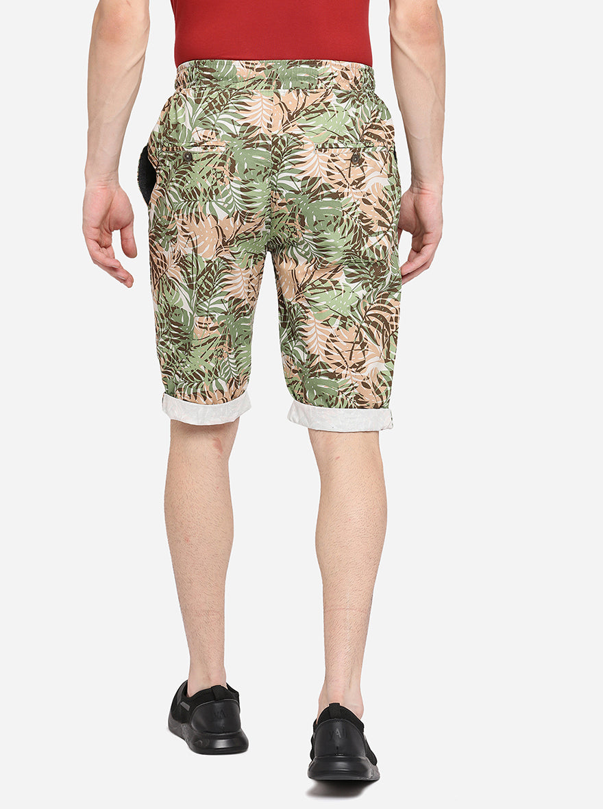 Elm Green Printed Slim Fit Capri | JadeBlue
