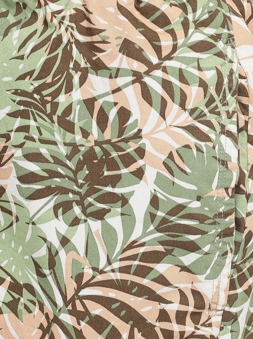 Elm Green Printed Slim Fit Capri | JadeBlue