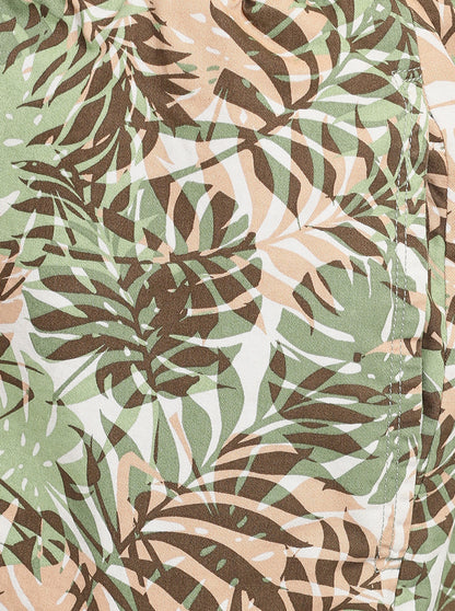 Elm Green Printed Slim Fit Capri | JadeBlue