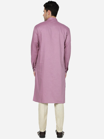 Flemingo Pink Solid Regular Fit Modi Kurta | JadeBlue