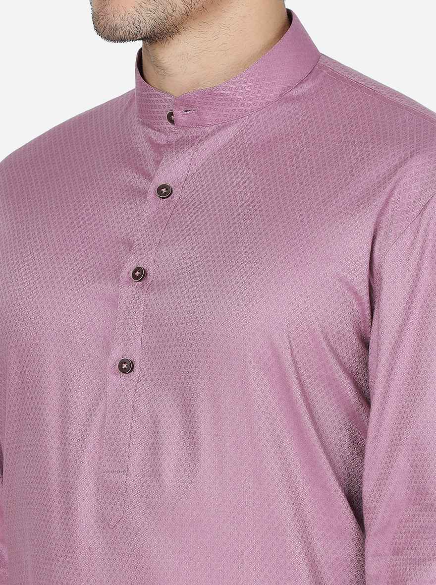 Flemingo Pink Solid Regular Fit Modi Kurta | JadeBlue