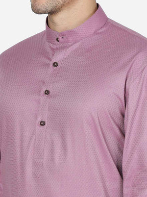 Flemingo Pink Solid Regular Fit Modi Kurta | JadeBlue