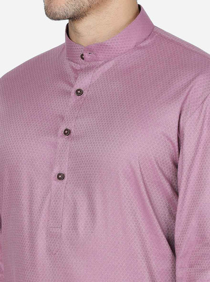 Flemingo Pink Solid Regular Fit Modi Kurta | JadeBlue