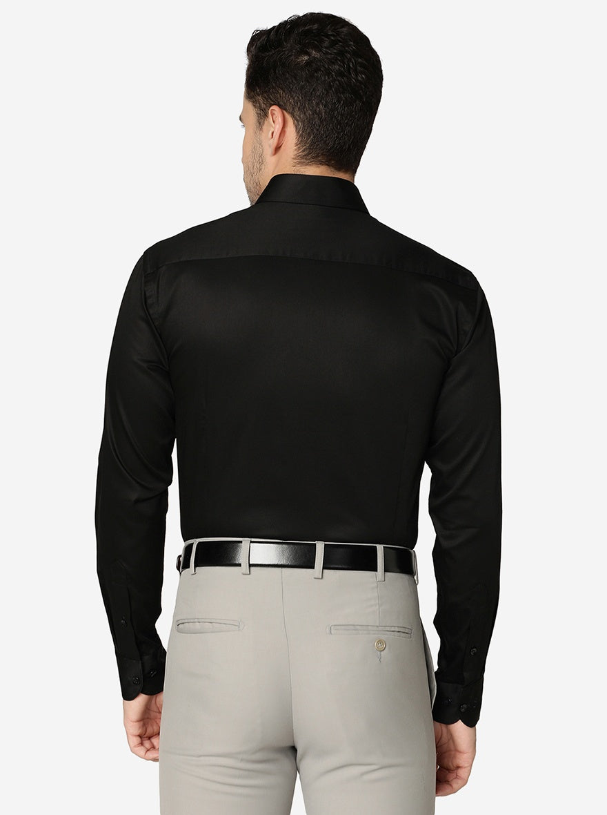 Black Solid Slim Fit Formal Shirt | Metal