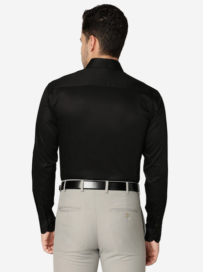 Black Solid Slim Fit Formal Shirt | Metal