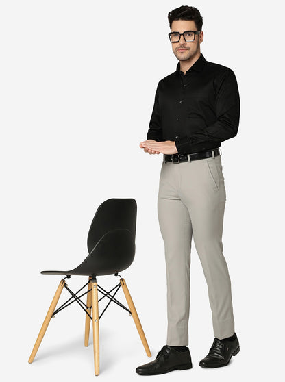 Black Solid Slim Fit Formal Shirt | Metal